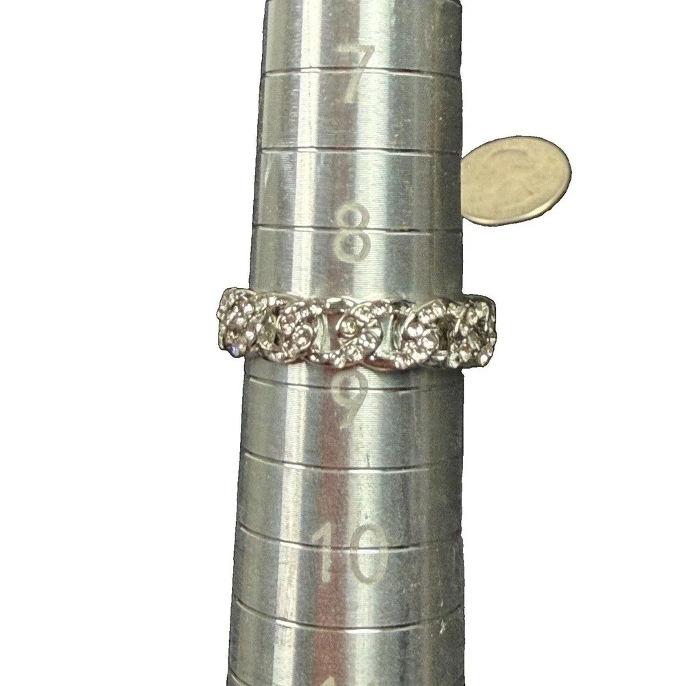 925 Silver Iced Out Miami Cuban Link Ring 4.5 Grams Size 9